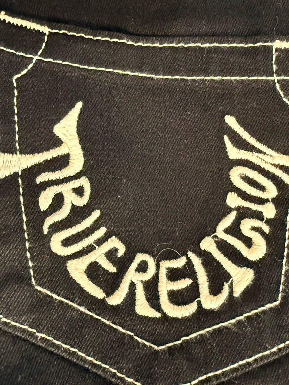 True Religion Black Flared Jeans with Contrast Stitching - Picture 7 of 8